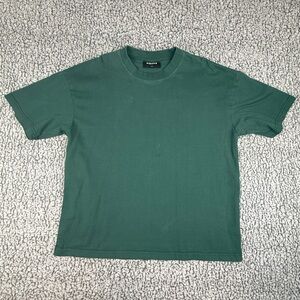 Hours Green Crewneck T-Shirt Men’s Large Solid Minimalist Casual Tee
